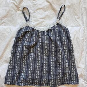 basil & lola Dainty lace cami top lightweight gauze boxy sz M cotton embroidered